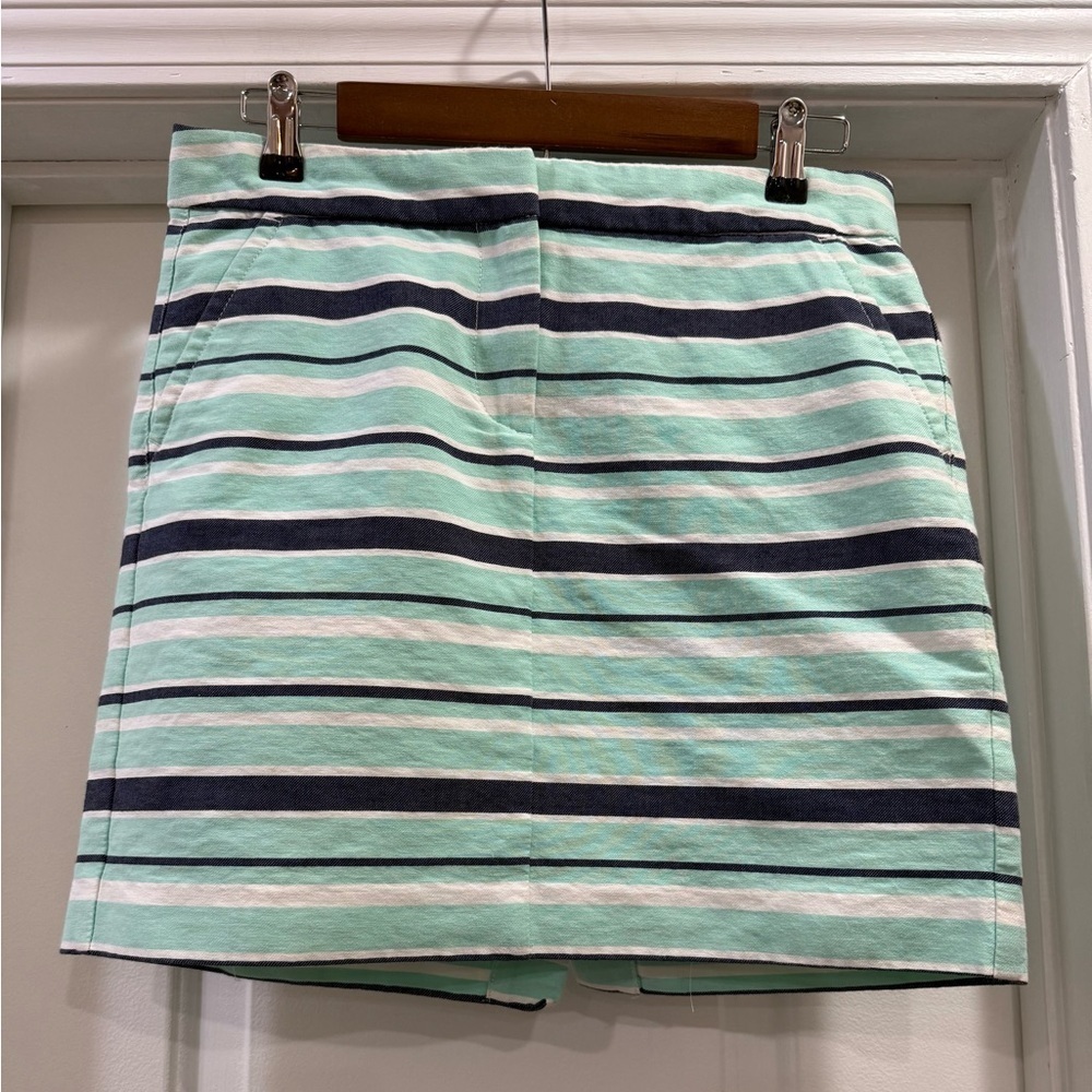 Tommy Hilfiger Mint and Navy Striped Mini Skirt Size 2